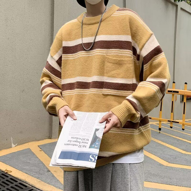 潮流男士圓領針織衫 秋冬修身打底毛衣