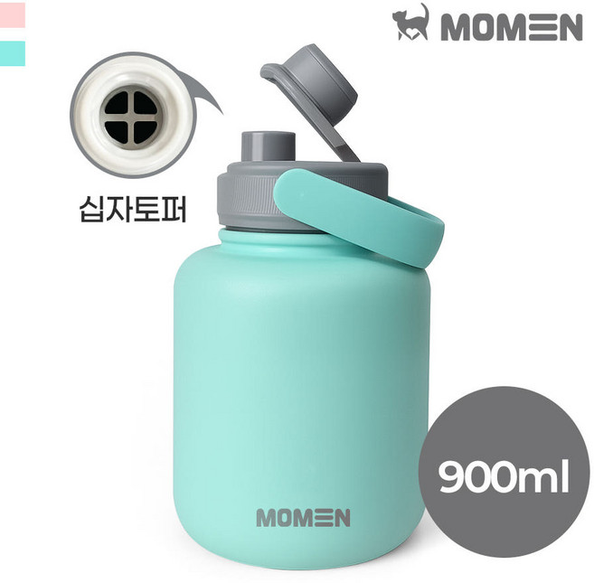 모멘 타이니 워터저그 캠핑물통 미니저그 손잡이 보온병, 민트, 1개, 900ml