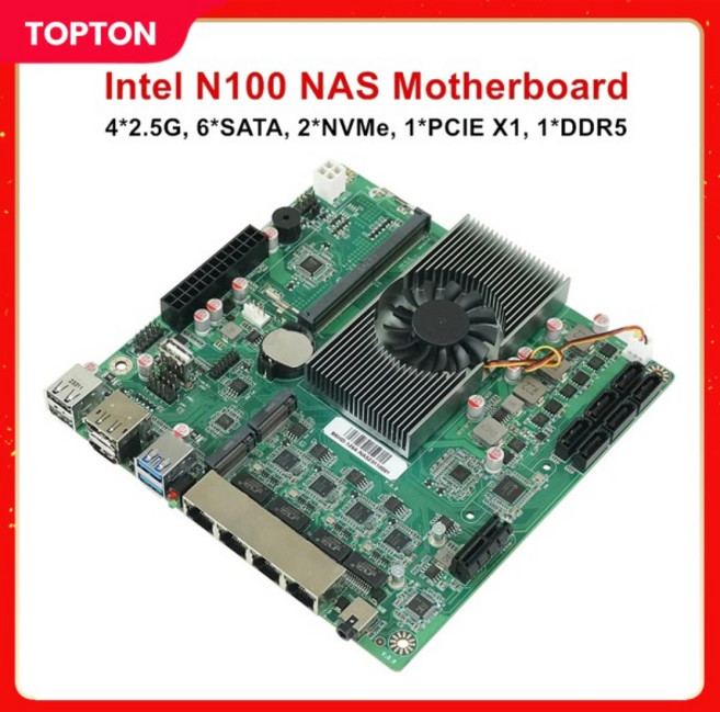 2025 Topton 12세대 Intel N100 42.5G NAS 마더보드 6베이 6SATA3.0 소프트 라우팅 1DDR5 4800MHz 방화벽 I, 02 Intel N100, 01 CHINA, 03 16GB DDR5 128GB NVMe