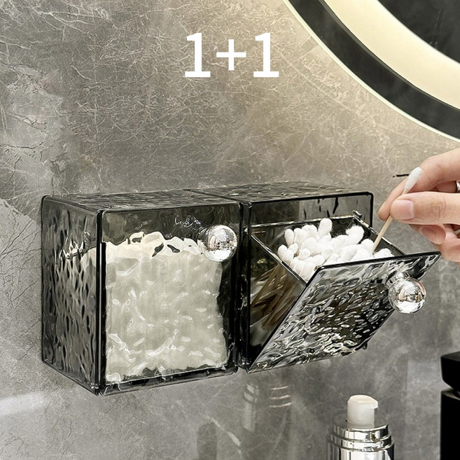 모두이룸 윤슬 화장솜 면봉케이스 부착식 소품케이스, 1개, 2개입 오닉스크리스탈