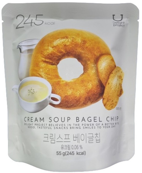 딜라이트 프로젝트 크림스프 베이글칩 간식, 5개, 55g