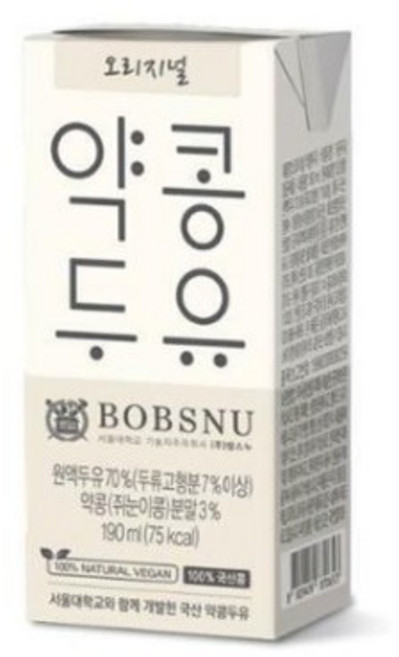 서울대밥스누 오리지널 약콩두유, 190ml, 15개