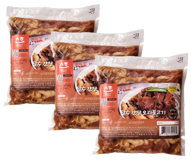 달수 간장 오리불고기 500gx3팩 냉장 국내산오리 배생강청 수제양념, 500g, 3개
