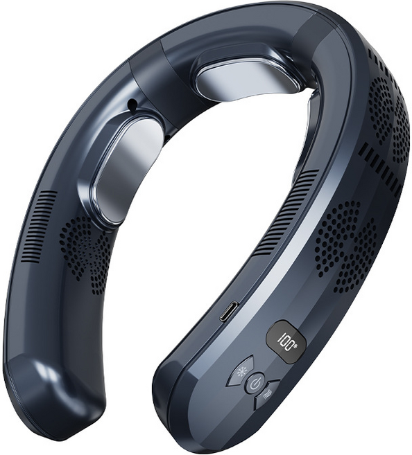 최신형 넥밴드 에어컨 급속 펠티어 쿨러 냉각패드 넥쿨러, 냉난방 겸용-3면 서큘레이션-블루, 7000mAh