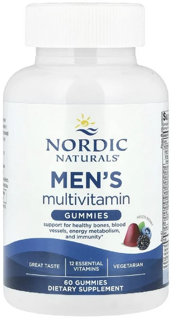 노르딕내추럴스 멀티비타민 Multivitamin 종합비타민 구미젤리 남성용 혼합베리 60개, Nordic Naturals, 남성용 종합비타민 구미젤, 1개 - 쿠팡