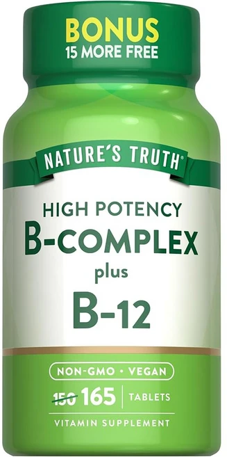 여성과 남성을 위한 네이처스 트루스 비타민 B 복합체 | 플러스 B12 90정 고효능 및 비 변형 보충제, Unflavored, 1개 - 쿠팡