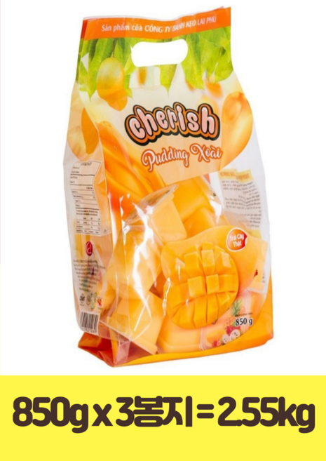 베트남 체리쉬 망고푸딩 젤리 thach xoai cherish puding, 2.55kg, 1세트