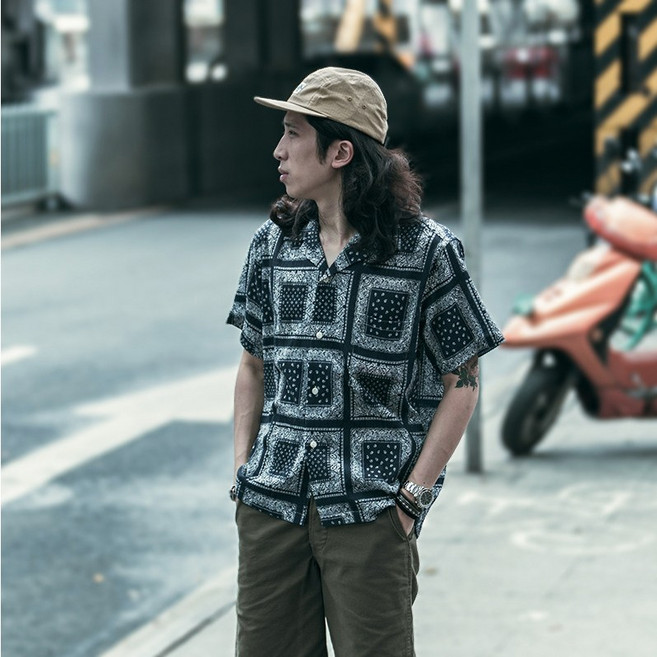 NON STOCK 夏季泡泡紗 男士寬鬆襯衫