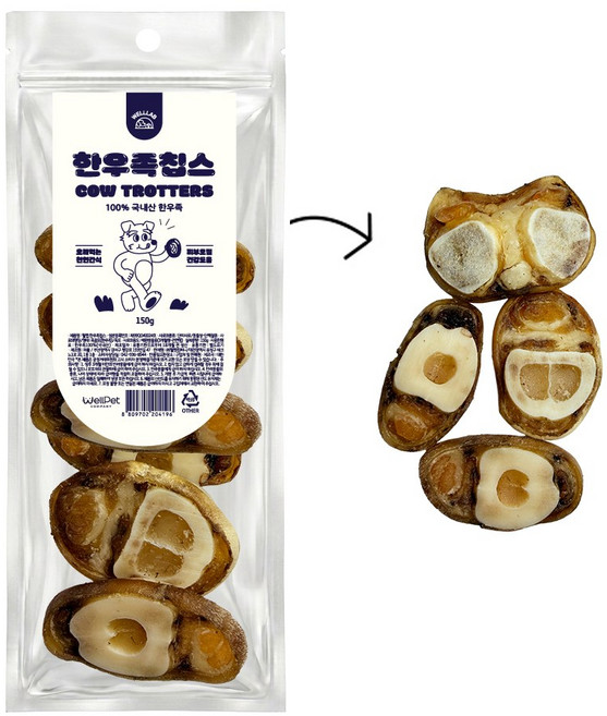 웰랩 강아지 수제간식, 1개, 150g, 한우족 칩스