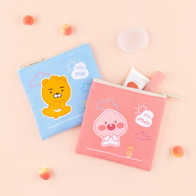 홈앤키즈 카카오프렌즈 LF 러블리 스퀘어 파우치 어린이집 화장품 약파우치 동전지갑 동전가방 휴대용 미니 가방 라이언 어피치 단체선물