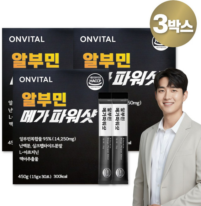 프리미엄 오한진의 백세알부민 온비탈 마시는 고함량 알부민 액상 진액스틱, 450g, 3개