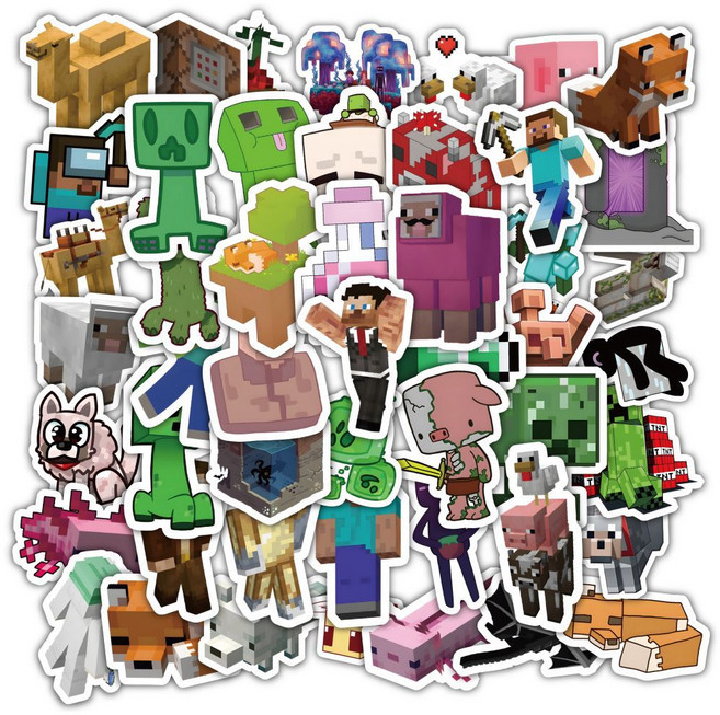마인크래프트 마크 캐릭터 굿즈 꾸미기 폰꾸 다꾸 노트북 캐리어 방수 스티커, 1세트, 60개입, 마인크래프트3