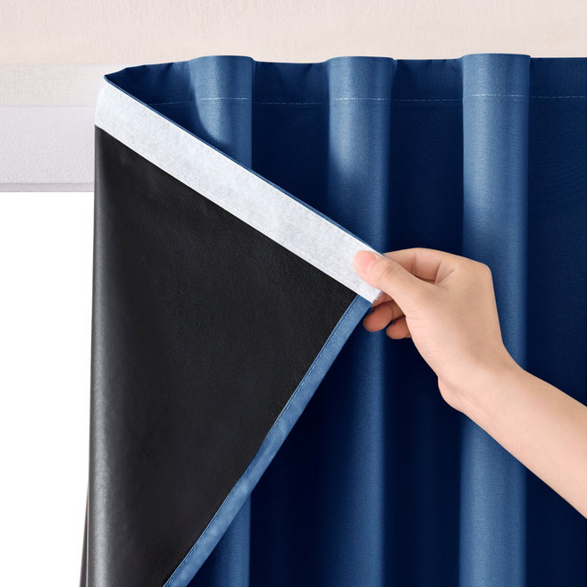 SengsoHome 99.99% 빛차단 단열 벨크로 찍찍이 쉽게 붙이는 암막커튼