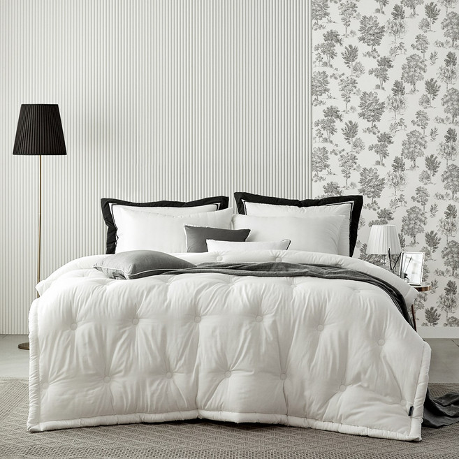 (최대 30% 세일) [IN] 밀키 - 광폭 MMO 모달 100% | 차렵세트Q S 화이트 핑크 블루&그레이 | 신혼 이불 부드러운 선물 | 귀여운 파스텔톤 사계절이불