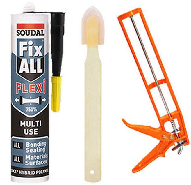 수달 픽스올 플렉시 750% 고탄성 방수 틈새 메꿈 냄새없는 강력접착 실리콘 검정색 290ml, 검정색+헤라+플라스틱 건 1세트, 1개