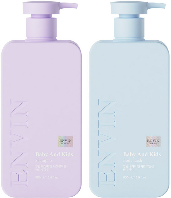 앙방 베이비 앤 키즈 아기 샴푸 겸 바디워시 아기 어린이 바디워시앤샴푸 애플향 500ml, 앙방 베이비 앤 키즈 약산성 바디워시 500ml, 1개