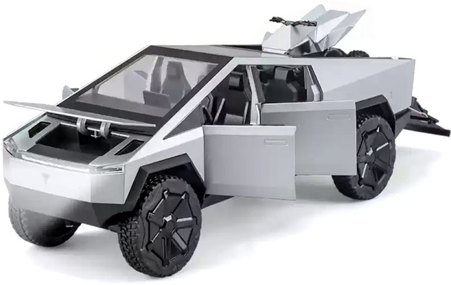 다이캐스트 1:24 사이버 트럭 합금 풀백 자동차 모형, 1개, 실버