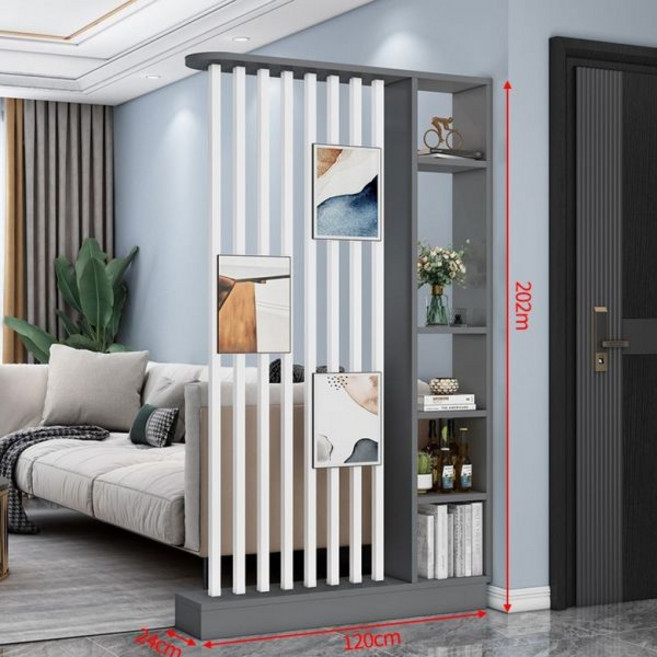 원목파티션 공간분리 책장 가벽 블랙 5단 선반 북선반 수납선반 거실, 16. 120x24x202 그레이+화이트