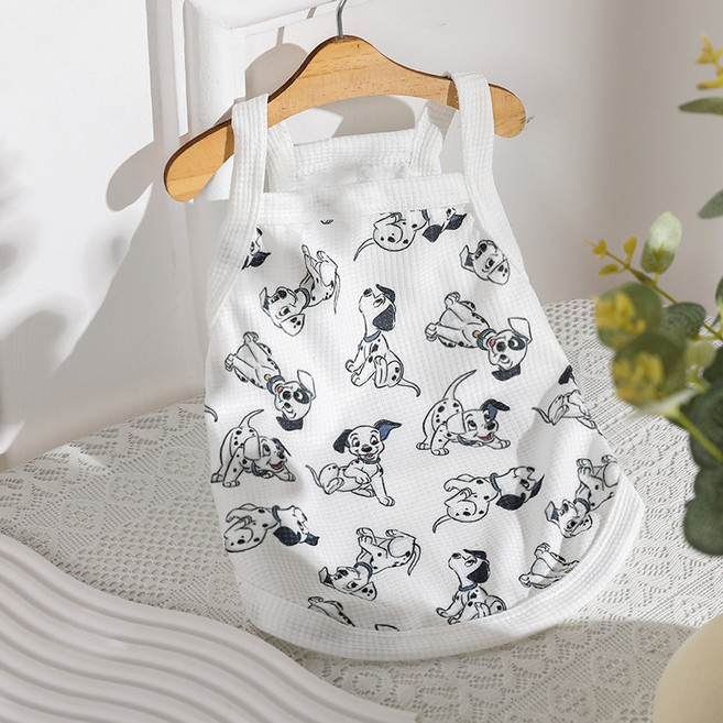 반려동물 와플 민소매 티셔츠 시원한 강아지옷, 1개, 달마시안