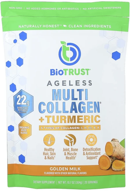 새해 첫좋은선물 BioTRUST Ageless Multi Collagen® + 강황 골든 밀크 304g(10.7oz) 제대로 할인합니다, BioTRUSTAgelessMultiCollagen강황, 304g, 1개 - 쿠팡