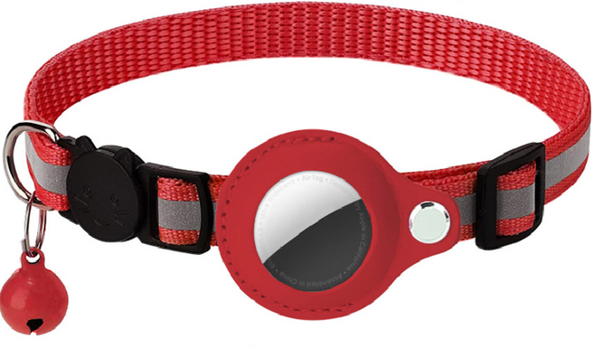 키밍 고양이 강아지 GPS 위치추적기 커버 목걸이 분실방지, 레드, 1개