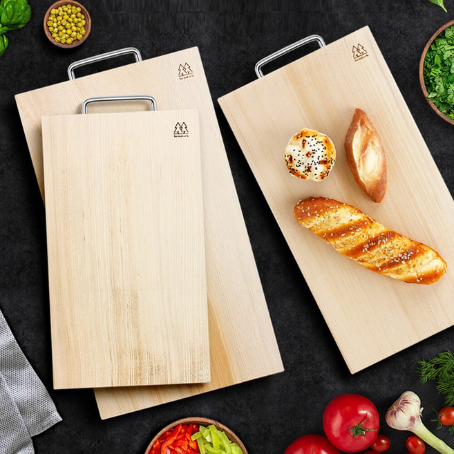 업소 가정용 손잡이 천연 소나무 항균 양면 도마, 1개