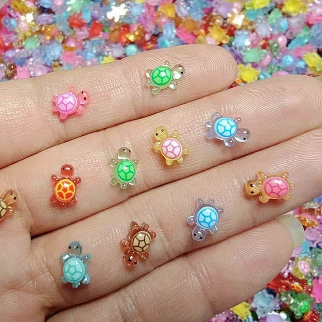 행운 거북이 네일 파츠 야광 미니 미니어쳐 데코덴 DIY 키캡 셀프네일, 1개, 행운 거북이 파츠세트 10개