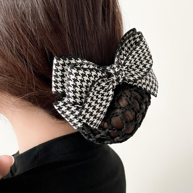 온리유 볼륨 더블보우 리본 헤어망 하운즈투스 업스타일 로우번 간호사 승무원