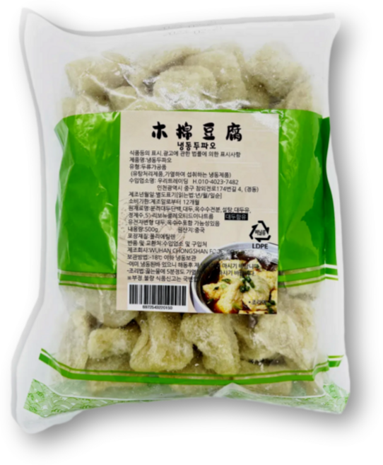 미소차이나 중국식품 목면두부 훠궈 마라탕 재료 두부튀김 냉동두파오, 1개, 500g