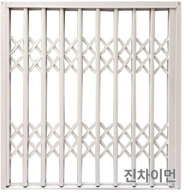 자바라 방범창 창문 안전바 보안창 발코니 미닫이 커튼, 1개, 더블 플로럴 화이트