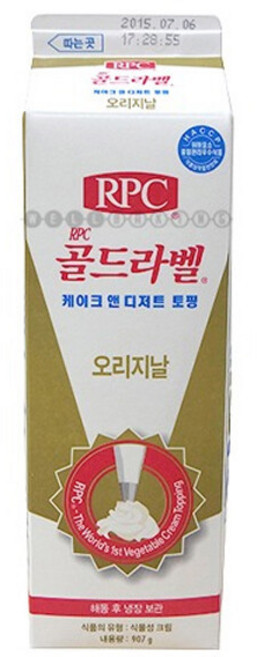 (아이스박스 무료) 냉동 식물성 크림 (골드라벨 오리지널) 907g / 왁뿌소금빵 재료, 1개