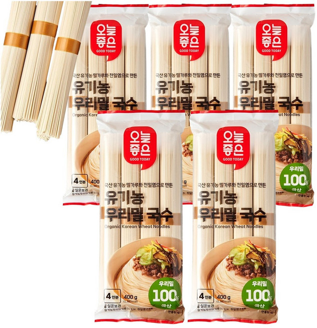 오늘좋은 유기농 우리밀 국수 400g, 5개