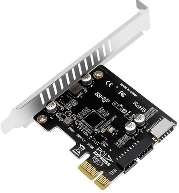 PCIE 확장 카드 PCI 익스프레스 X1 to USB 3.0 타입-E (전면 TYPE-C) USB3 19P 20 핀 PCI-e USB3.0 컨트롤러 어댑터 카드에 추가, 1개