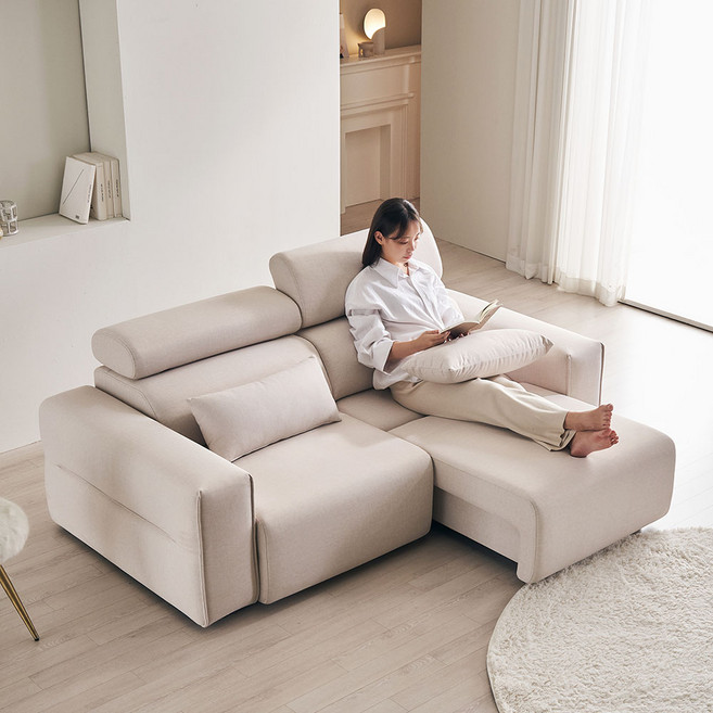 장인가구 조디 3인용 제로월 전동 슬라이딩 리클라이너 확장형 패브릭 모션 소파, 패브릭-크림아이보리