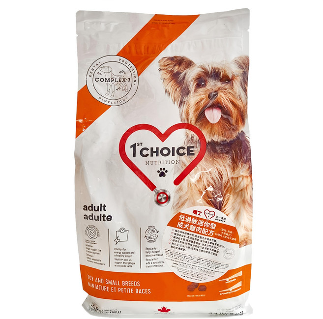 1st Choice 瑪丁第一優鮮 低過敏迷你型成犬 10個月~8歲, 雞肉 + 燕麥 + 水解雞肝, 2kg, 1袋