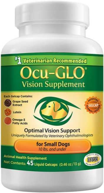 Ocu-GLO 오큐글로 강아지 눈 영양제 45정 프리미엄 강아지 루테인 비타민 아연 오메가3 [4.5kg이하], 눈물개선/눈건강, 1개