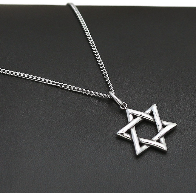 써지컬스틸 육각별 펜던트 롱체인 남녀공용 스트릿 패션목걸이