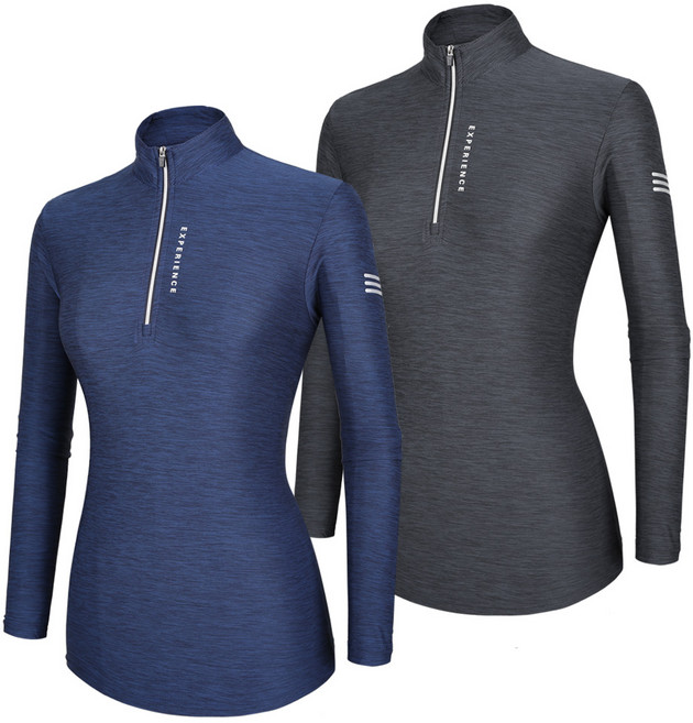 [이지바이] (1+1) 여성 긴팔 집업 티셔츠_차랑차랑한 데일리우먼 빅사이즈 스판 등산 아웃도어 작업복 집업티