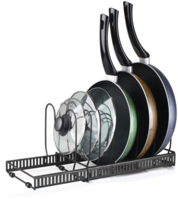힘이나 확장형 7단 후라이팬 정리대, 블랙