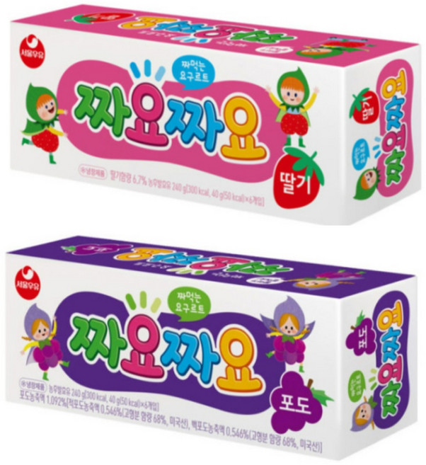 서울우유 짜요짜요 포도 + 딸기, 240g, 4개