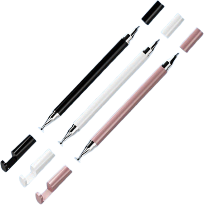 三合一觸控筆：螢幕觸控、圓珠筆、手機支架，適用於手機和平板, 黑色【圓盤筆+圓珠筆+手機支架】, 1個