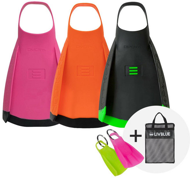 DMC 리펠로 수영 훈련용 오리발 숏핀 망사가방 키링 증정, 오렌지블랙