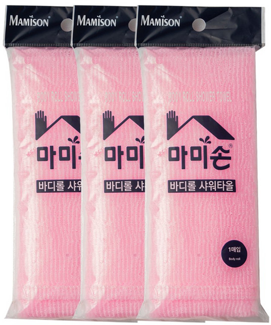 마미손 샤워타올 까슬까슬 목욕타올 거품타월 3P, 1개, 3개입