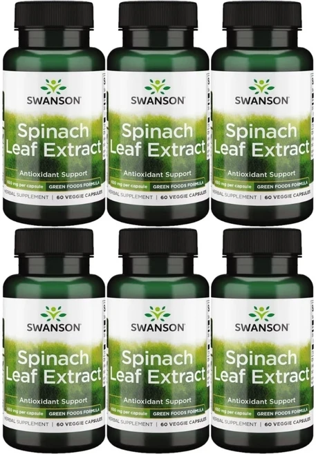 스완슨 시금치 잎 추출물 650mg, 6팩, 60정 - 쿠팡