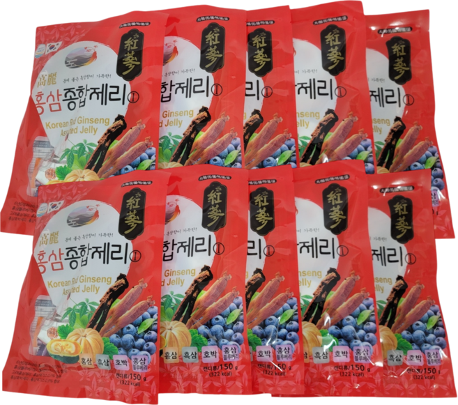 고려 홍삼양갱 젤리 중학생 어린이 키즈 순우리 종합, 10개, 150g