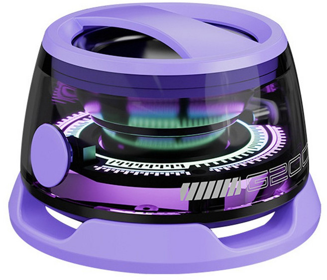 RGB 조명이 있는 미니 블루투스 스피커 마그네틱 폰 스테레오 사운드 서브우퍼 크리에이티브 무선 2-in-1, 02 Purple