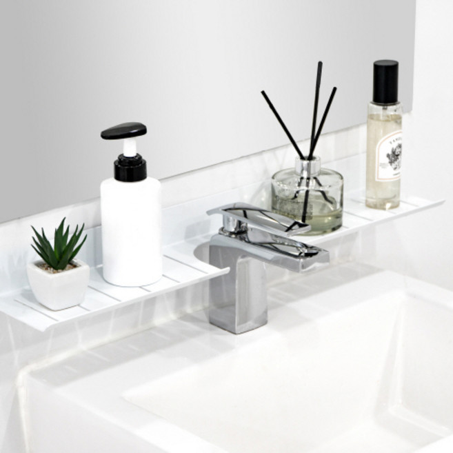 무타공마켓 무타공 물빠짐 세면대 욕실선반 접착제 포함, 수전용, 50cm-화이트, 1개