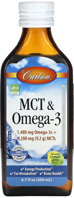 Carlson MCT & 오메가-3 천연 레몬 라임 200ml(6.7fl oz), CarlsonMCT오메가3천연레몬라임200ml67flo, 1개, 200ml - 쿠팡