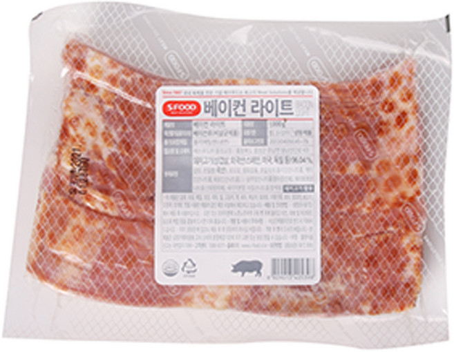 [주문제품] 1843. 베이컨 라이트(저염 1000g 에쓰푸드) [하절기 아이스박스 무료], 1kg, 1개
