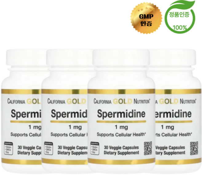 캘리포니아 골드 스퍼미딘 스페르미딘 1mg, 4개, 30정